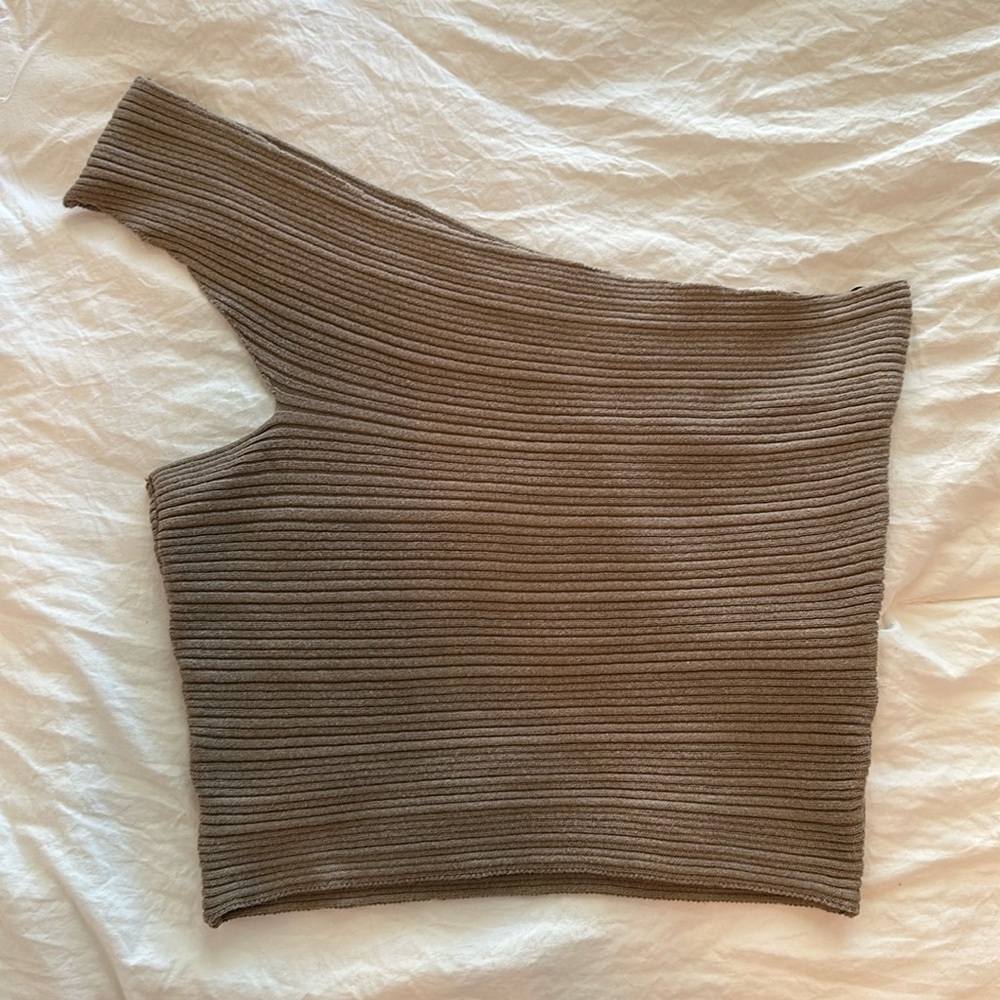 Urban Outfitters One Shoulder Cropped Top in Brown